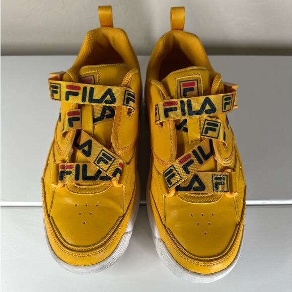 Fila Fast Charge Women's Disruptor Outsole Adjustable Buckle Leather Yellow 10 - Picture 4 of 11